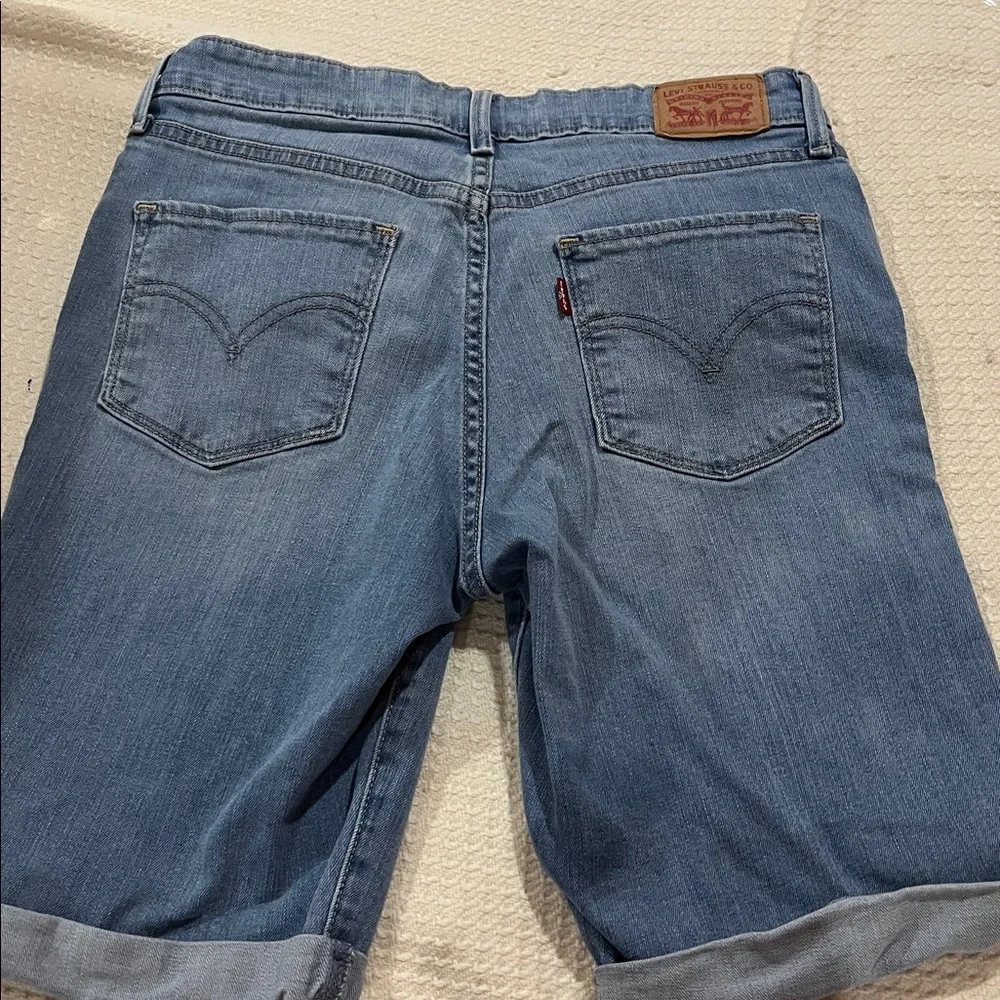 Levi's Light Wash Blue Denim Bermuda Shorts Soft Rolled Hem